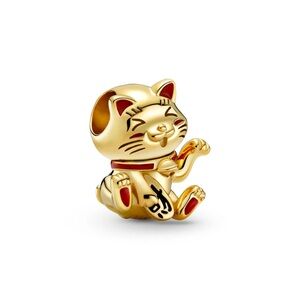 Authentic Pandora 14k Plated Gold Fortune Cat Lunar New Year Charm